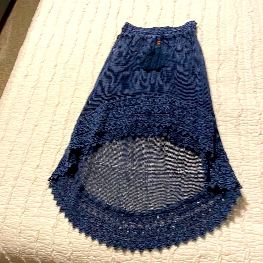 Knit high low denim color skirt, small